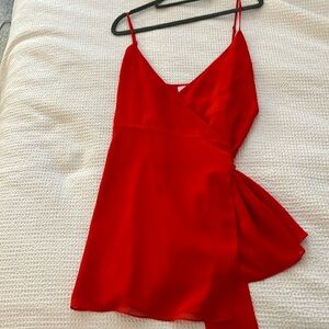 Red wrap mini dress